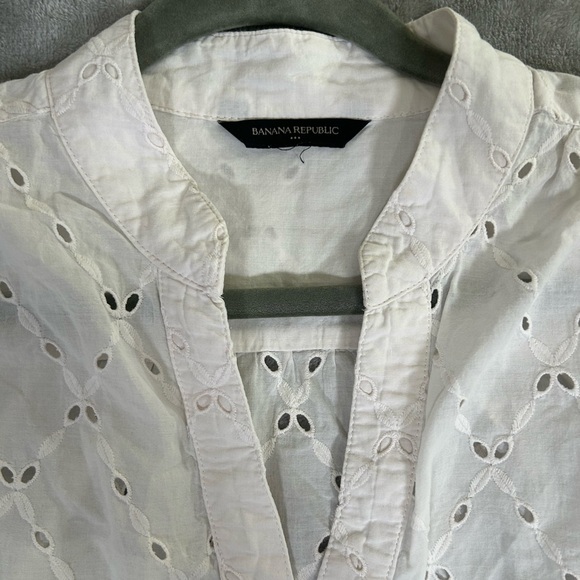 Banana Republic eyelet long sleeve off white v- neck mini dress - Picture 5 of 9